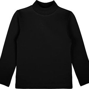 Lovetti Basic Girls' Collection Long-Sleeve Mock Cotton T-Shirt 3T Black